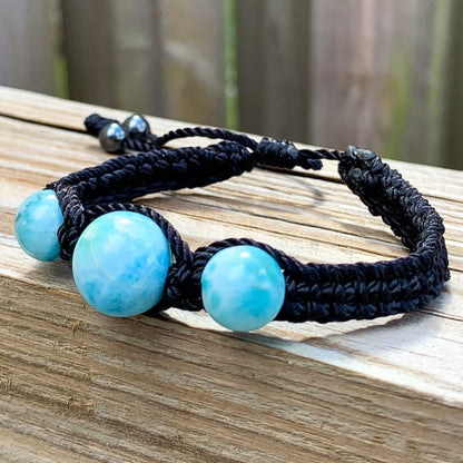 Looking for Larimar adjustable Bracelet? Magic Crystals has Larimar stone bead woven bracelet, Boho bracelet, Tiny bracelet, Macrame bracelet, Chip stone bracelet, larimar bracelet, Minimalist bracelet. Hemp Bracelet - Macrame bracelet. Woven bracelet for men and women, braided bracelet. FREE SHIPPING AVAILABLE. Polished Larimar Jewelry
