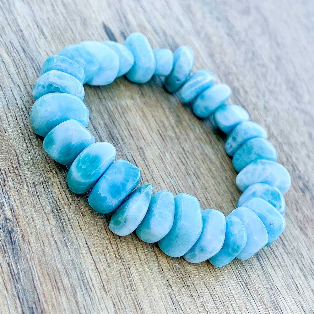 This lovely, rare, and spectacular mineral gem called Larimar is found in the Dominican Republic. Shop Genuine Larimar Bracelet, Aquamarine Bracelet at Magic Crystals. We carry Larimar Bracelet, Larimar Jewelry, Anxiety Bracelet, Gift For Her, Mala. Magiccrystals.com carries the essence of the ocean.