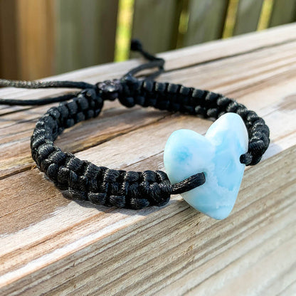 Looking for Larimar adjustable Bracelet? Magic Crystals has Larimar stone bead woven bracelet, Boho bracelet, Tiny bracelet, Macrame bracelet, Chip stone bracelet, larimar bracelet, Minimalist bracelet. Hemp Bracelet - Macrame bracelet. Woven bracelet for men and women, braided bracelet. FREE SHIPPING AVAILABLE. Polished Larimar Jewelry