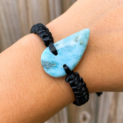 Looking for Larimar adjustable Bracelet? Magic Crystals has Larimar stone bead woven bracelet, Boho bracelet, Tiny bracelet, Macrame bracelet, Chip stone bracelet, larimar bracelet, Minimalist bracelet. Hemp Bracelet - Macrame bracelet. Woven bracelet for men and women, braided bracelet. FREE SHIPPING AVAILABLE. Polished Larimar Jewelry