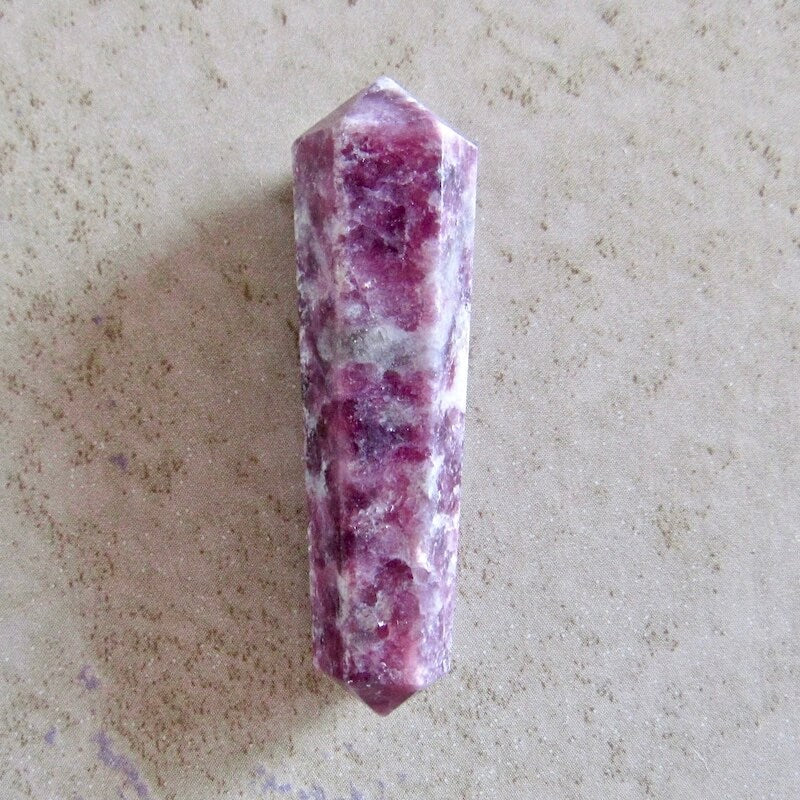 Double Point Stone.  Lepidolite-Stone-Stone-Double-Point. Natural Double Terminated Point Crystal.- Magic Crystal. Natural Double Terminated Point Crystal - MAGICCRYSTALS