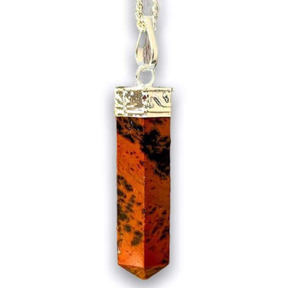 Mahogany-Obsidian-Necklace. Single Point Crystal Necklace