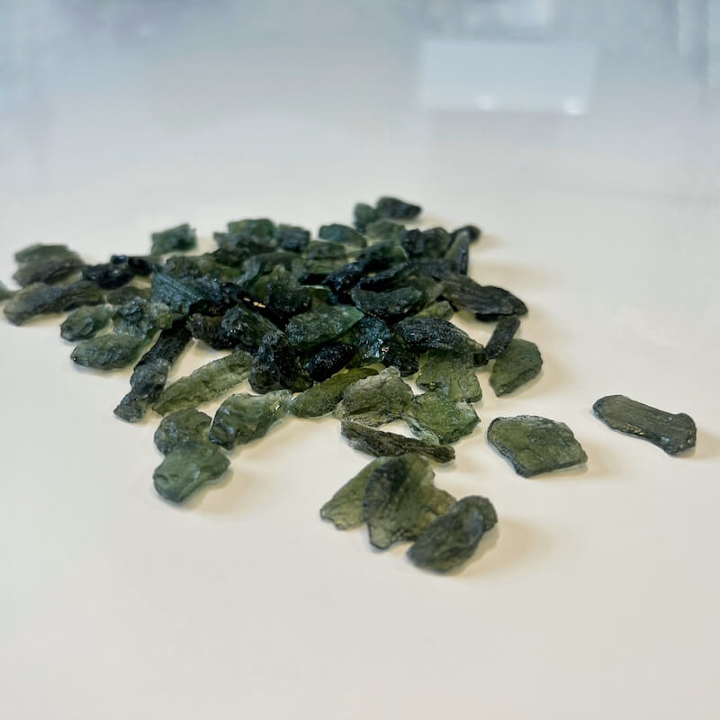 Authentic Moldavite - Meteorite - Healing Crystal - Moldavite available. Looking for an genuine moldavite? Find Moldavite Meteorite tektite when you shop at Magic Crystals. .5 - 1 Gram of Authentic Moldavite stone from Czech Republic - Tektite Crystal, 'A' Grade at Magiccrystals.com . Moldavite-.5-to-1-gram. .5 - 1 Gram Authentic Moldavite from Czech Republic - Tektite Crystal, 'A' Grade