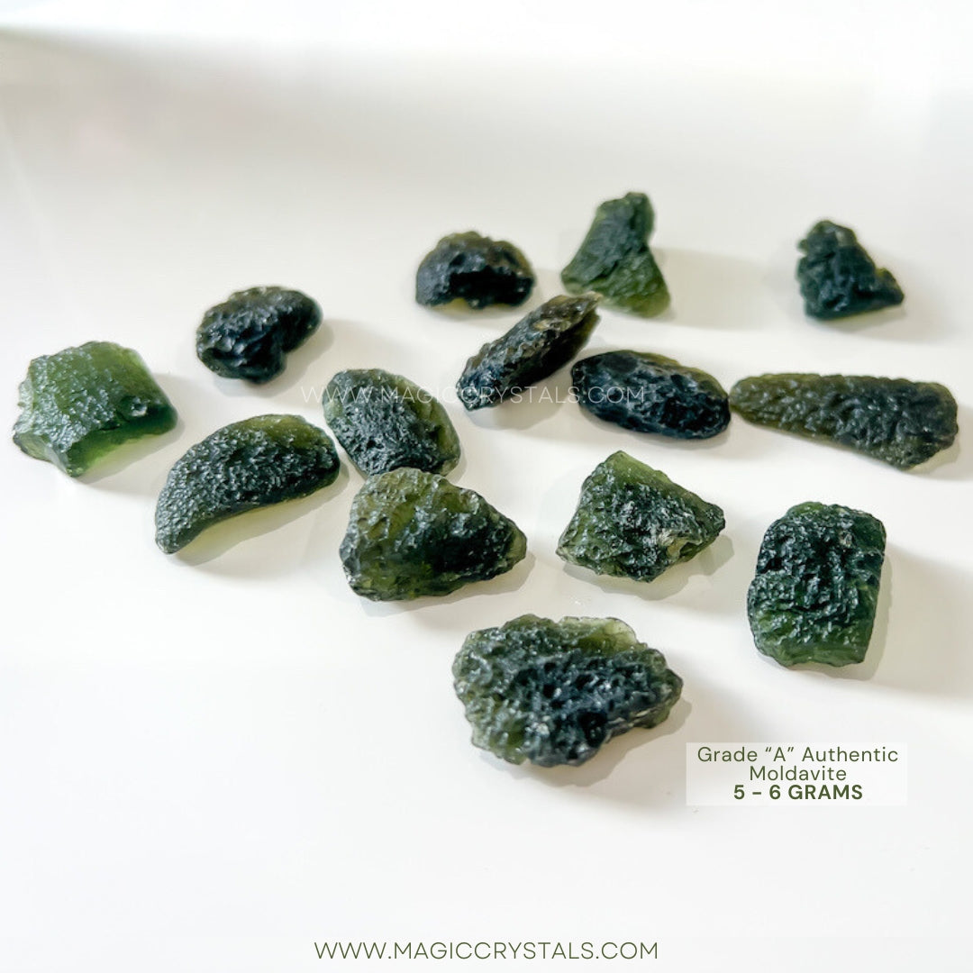 RARE Authentic Moldavite - Meteorite - Healing Crystal - Moldavite available. Looking for an genuine moldavite? Find Moldavite Meteorite tektite when you shop at Magic Crystals. 5 Grams of Authentic Moldavite stone from Czech Republic - Tektite Crystal, 'A' Grade at Magiccrystals.com