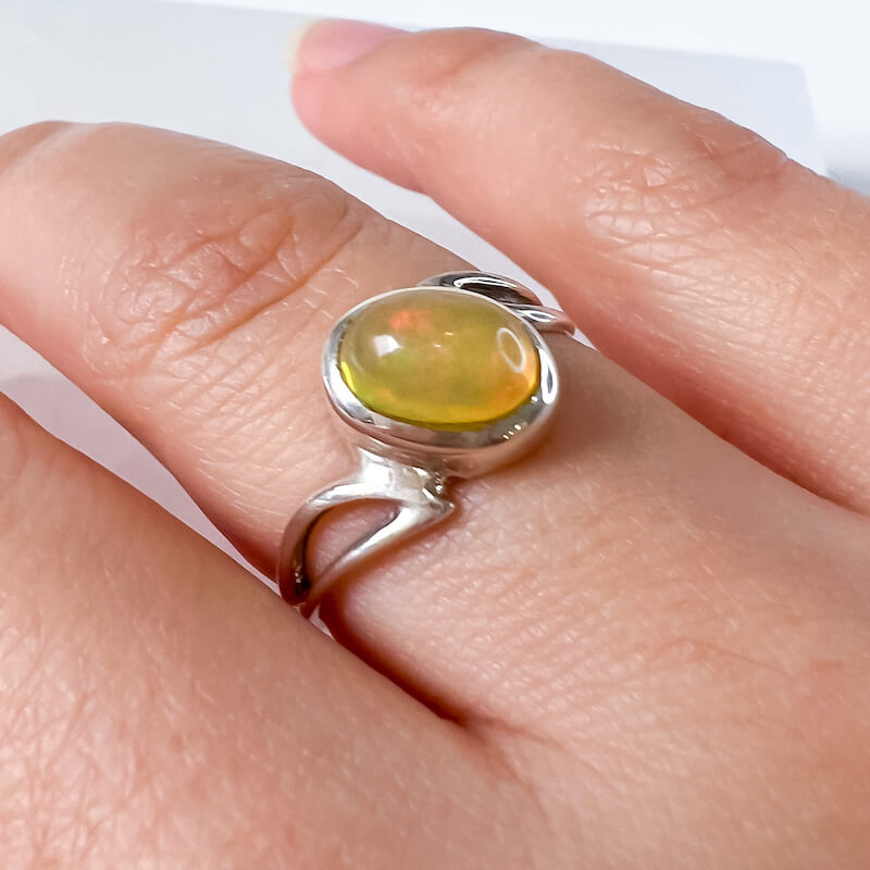 Sterling Silver and 9K Gold My Beloved Ring with Opal Stone, Jewelry | My  Jerusalem Store