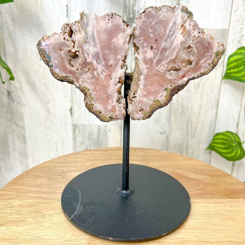 Pink-Amethyst-On-A-Slab. Stone & Quartz. Pink Amethyst Polished Slab on a stand for collector, Pink Amethyst with Druzy Pockets on a stand. Pink Amethyst Slab for display - Druzy Amethyst Stone on Stand, Point, Stone Point, Crystal Point, Pink Amethyst Stones at MagicCrystals c