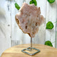 Pink-Amethyst-On-A-Slab. Stone & Quartz. Pink Amethyst Polished Slab on a stand for collector, Pink Amethyst with Druzy Pockets on a stand. Pink Amethyst Slab for display - Druzy Amethyst Stone on Stand, Point, Stone Point, Crystal Point, Pink Amethyst Stones at MagicCrystals 