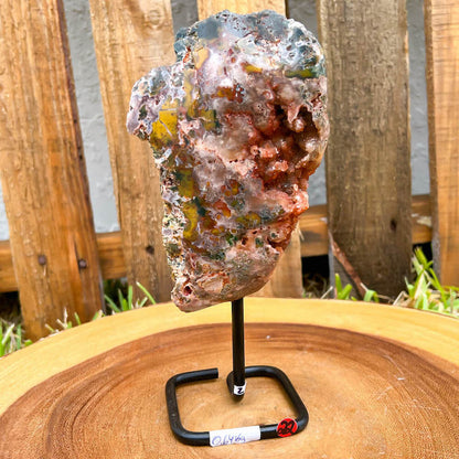 Pink-Amethyst-On-A-Slab. Stone & Quartz. Pink Amethyst Polished Slab on a stand for collector, Pink Amethyst with Druzy Pockets on a stand. Pink Amethyst Slab for display - Druzy Amethyst Stone on Stand, Point, Stone Point, Crystal Point, Pink Amethyst Stones at MagicCrystals X