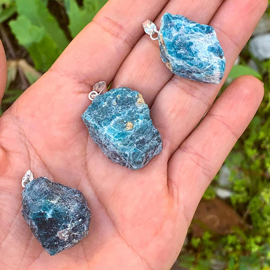 Blue Apatite Stone Pendant Necklace