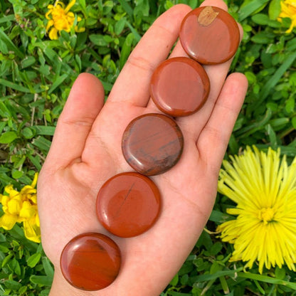 Natural Gemstone Disc Stone - Worry Stone. Rocks and Fossils. Black Tourmaline,  Green Jade,  Clear Quartz,  Lapis Lazuli,  Red jasper , Amethyst, Golden Healer Quartz, Peach Aventurine,  Rose Quartz at MagicCrystals