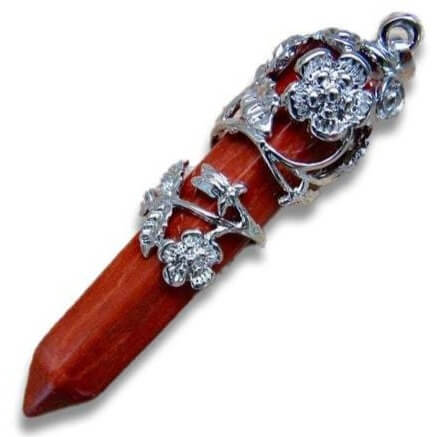 Flower Pendant Necklaces: Gemstone Crystal Necklace - Magic Crystals.  Red-Jasper-Flower-Wrap-Necklace. Flower Wrap Pendant Necklace