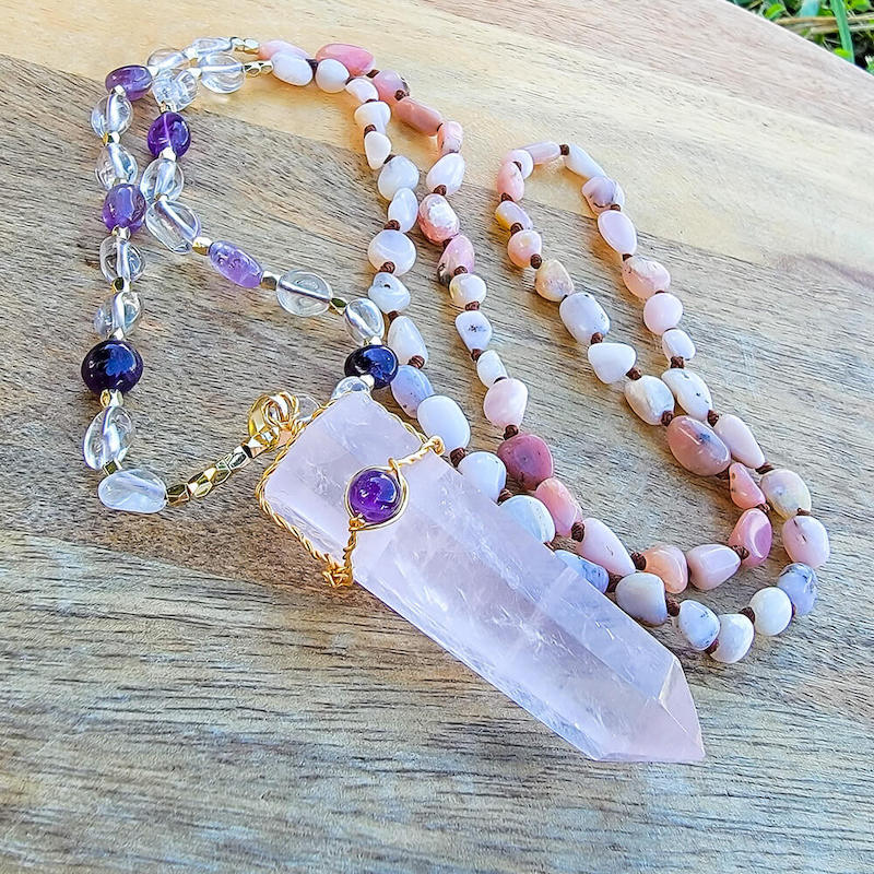 Shop beautiful hand-crafted Rose Quartz Mala Necklace. High quality Rose Quartz Prayer Beads Necklace at Magic Crystals. Magiccrystals.com Inspiring People To Practice Yoga and Meditation. Check out our Mala Necklaces Collection. Mala beads are a string of beads that are used in a meditation practice.