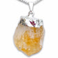 Citrine Stone Single Point Pendant Crystal Necklace - Magic Crystals - Stone Necklace. Silver citrine Pendant Necklace