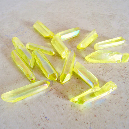 Sunshine-Aura-Quartz-Points. - Aura Quartz Crystal Polished Point Wand