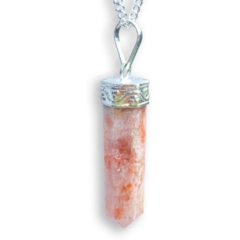 Sunstone-Necklace. Single Point Crystal Necklace