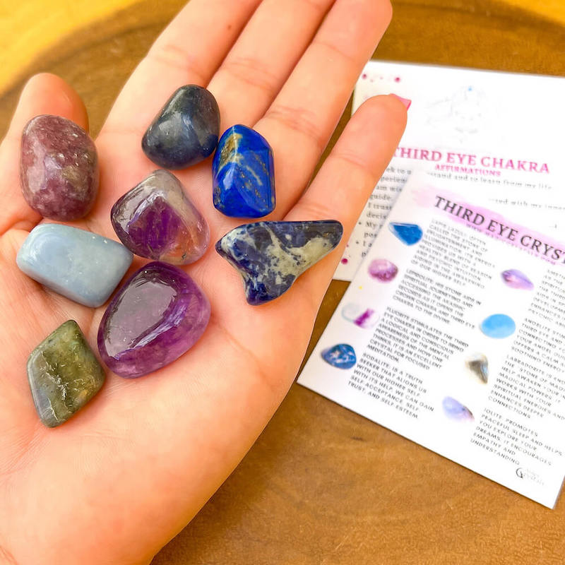Looking for Third Eye Chakra Crystals? Shop at MagicCrystals.com for Crystals for Third Eye Chakra Opening. This chakra kit includes 9 Energy Healing Gemstones for Third Eye Chakra focus on intuition and clear thinking . FREE SHIPPING available. Third Eye Chakra known as Ajna.