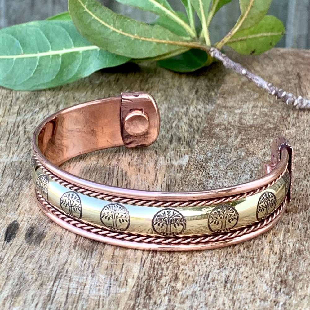 Copper Bracelet Magnetic - Tree of Life Design - Magic Crystals - Copper Jewelry