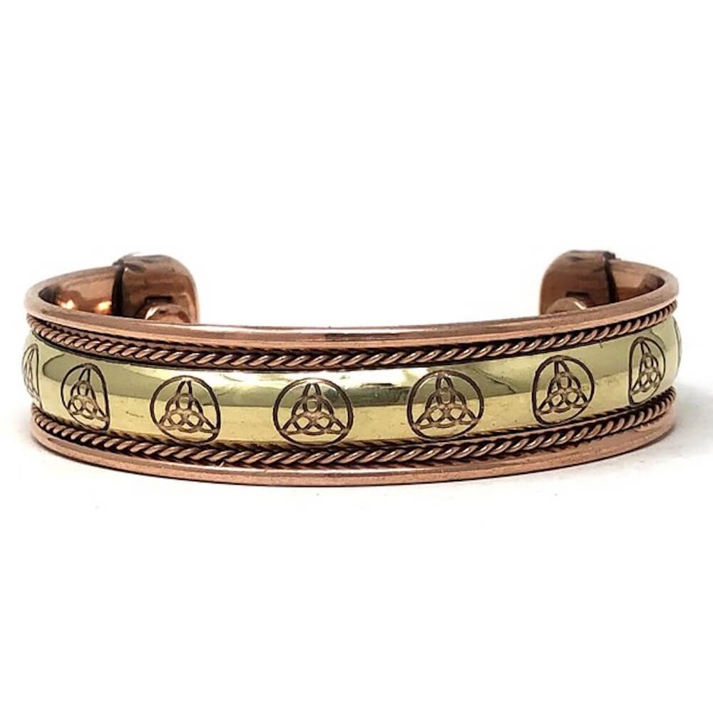 Copper Bracelet Magnetic, Triquetra cuff wristband - Magic Crystals - Copper bracelet - Copper Jewelry