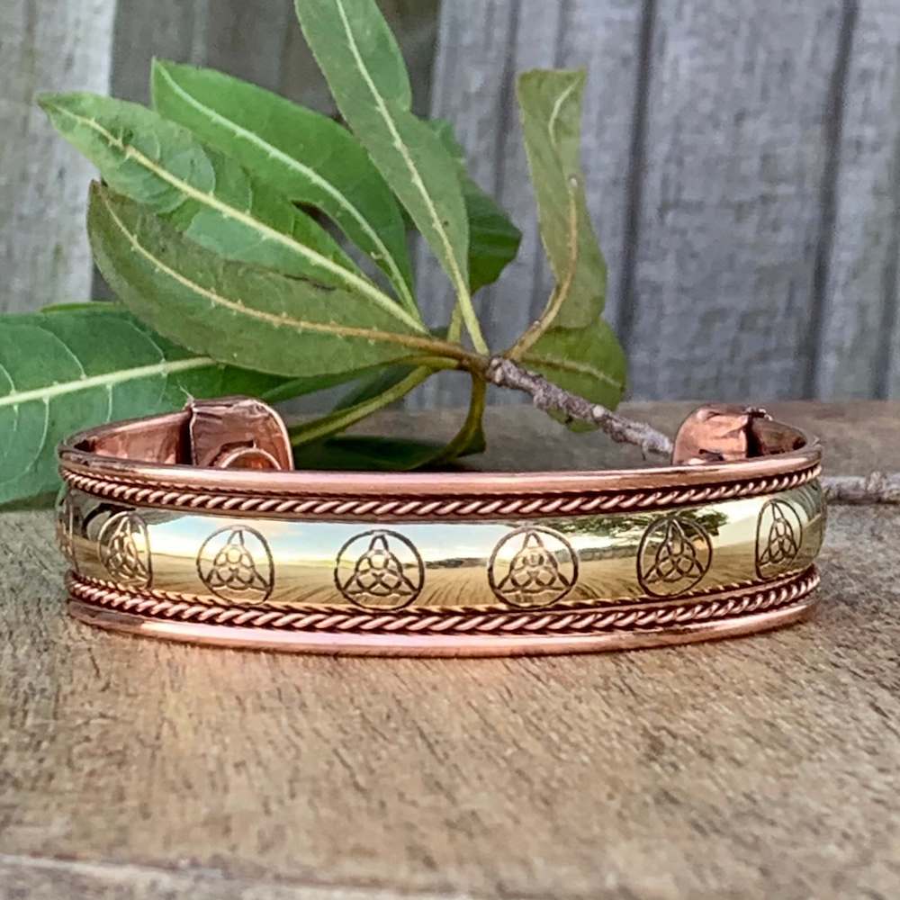Copper Bracelet Magnetic, Triquetra cuff wristband - Magic Crystals - Copper bracelet - Copper Jewelry