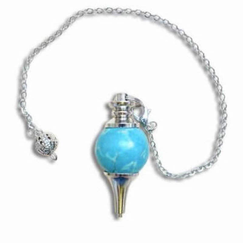 Turquoise Sphere Pendulum. Find Turquoise  Sphere Pendulum - Turquoise  Pendant crystal pendulum dowsing when you shop at Magic Crystals. Light Blue Pendulum.