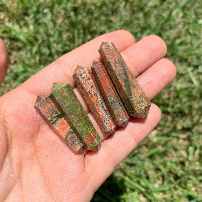 Double Point Stone. Unakite-Stone-Stone-Double-Point. Natural Double Terminated Point Crystal.- Magic Crystal. Natural Double Terminated Point Crystal - MAGICCRYSTALS