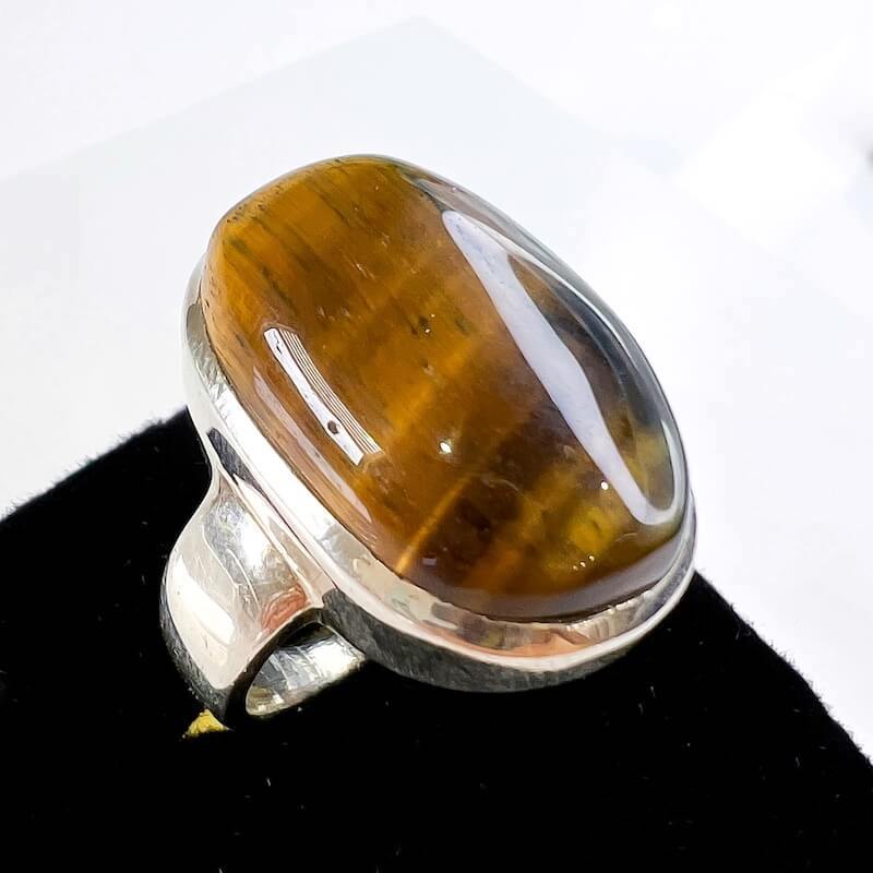 Tiger Eye Stone Sterling Silver Ring - Tiger Eye Jewelry  from MagicCrystals. High quality yellow tiger eye ring. Find a wide variety of yellow tiger eye jewelry. Handmade Tiger eye pieces for mother's day, Christmas, halloween, gift.