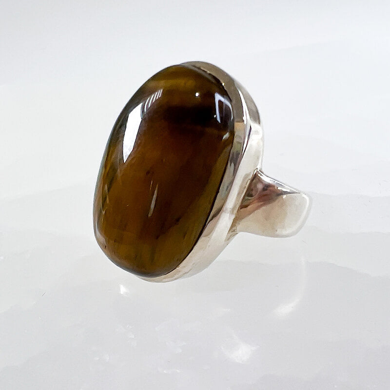 FANCY SILVER RING WITH TIGER EYE STONE - AzhariOnline