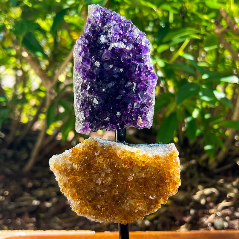Amethyst, Citrine & Clear Quartz Crystal Set for Abundance, Clarity & Spiritual Growth