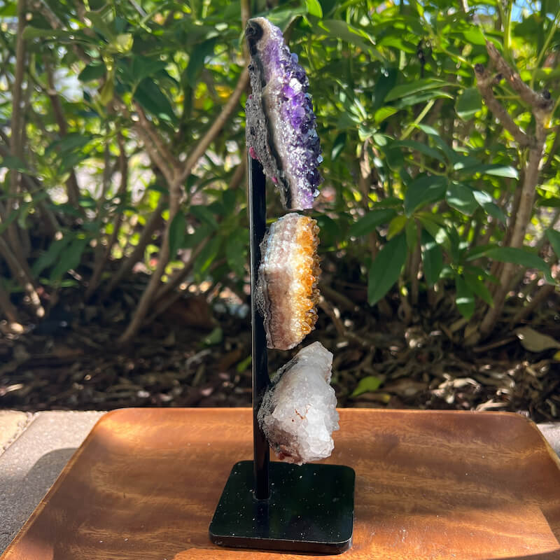 Amethyst, Citrine & Clear Quartz Crystal Set for Abundance, Clarity & Spiritual Growth
