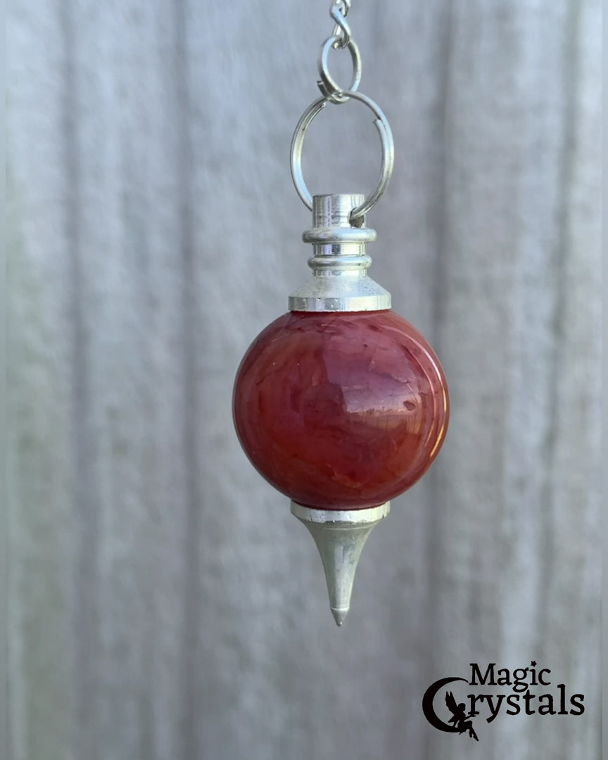 Red Agate Sphere Pendulum. Find Red Agate  Sphere Pendulum - Red Agate  Pendant crystal pendulum dowsing when you shop at Magic Crystals. Red Pendulum.
