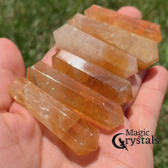 Double Point Stone. Citrine-Double-Point. Natural Double Terminated Point Crystal.- Magic Crystal. Natural Double Terminated Point Crystal - MAGICCRYSTALS