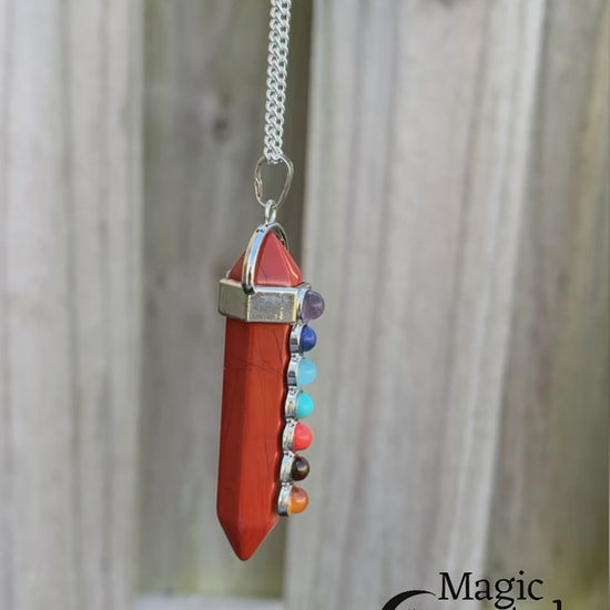    Red-Jasper-Double-Point-Chakra-Necklace - Magic Crystals