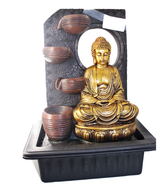 Golden Buddha Cascade Fountain - Magic Crystals