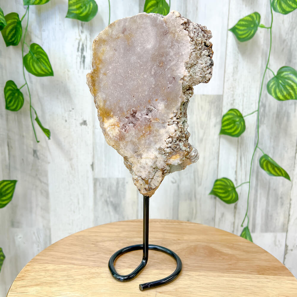 Buy Magic Crystals Pink Amethyst Polished Point, Pink Amethyst Slab with Druzy Pockets on a stand #I Pink Amethyst Slab - Druzy Amethyst Stone on Stand, Point, Stone Point, Crystal Point, Amethyst Stones on stand at Magic Crystals. Natural Amethyst Gemstone for PROTECTION, PEACE, INSPIRATION. Magiccrystals.com