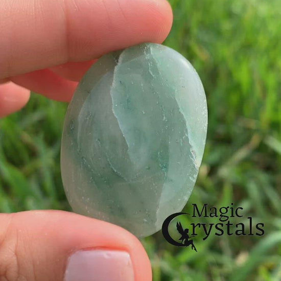 Jade Palm Stone Gemstone-Magic Crystals. Green gemstones for worry meditation. Looking for natural green kade palm stone? Shop at magiccrystals.com . Magic Crystals carries Jade Palmstones - Meditation Stones - Green Jade Palm Stones with FREE SHIPPING AVAILABLE. Empathetic, supporting and glowing with soft, pretty color, this Jade palm stone is a wonderful crystal gift for someone you love.