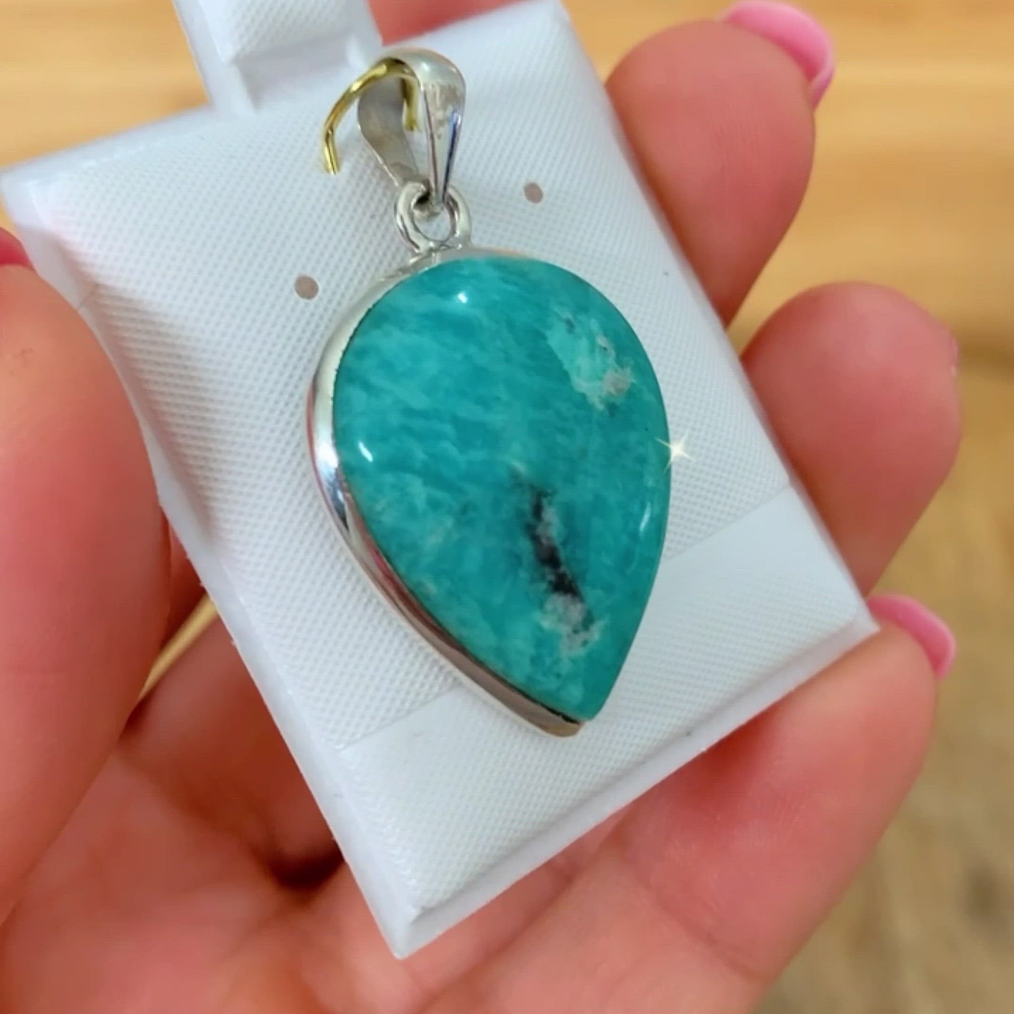 Looking for a Genuine Amazonite Necklace - E? Find Natural Amazonite Sterling Pendant Necklace, Amazonite Jewelry when you shop at Magic Crystals. Natural Amazonite Crystal Healing Pendant Necklace.Called the Stone of Courage, the Stone of Truth. Amazonite Pendant in Silver - Amazonite crystal point pendant
