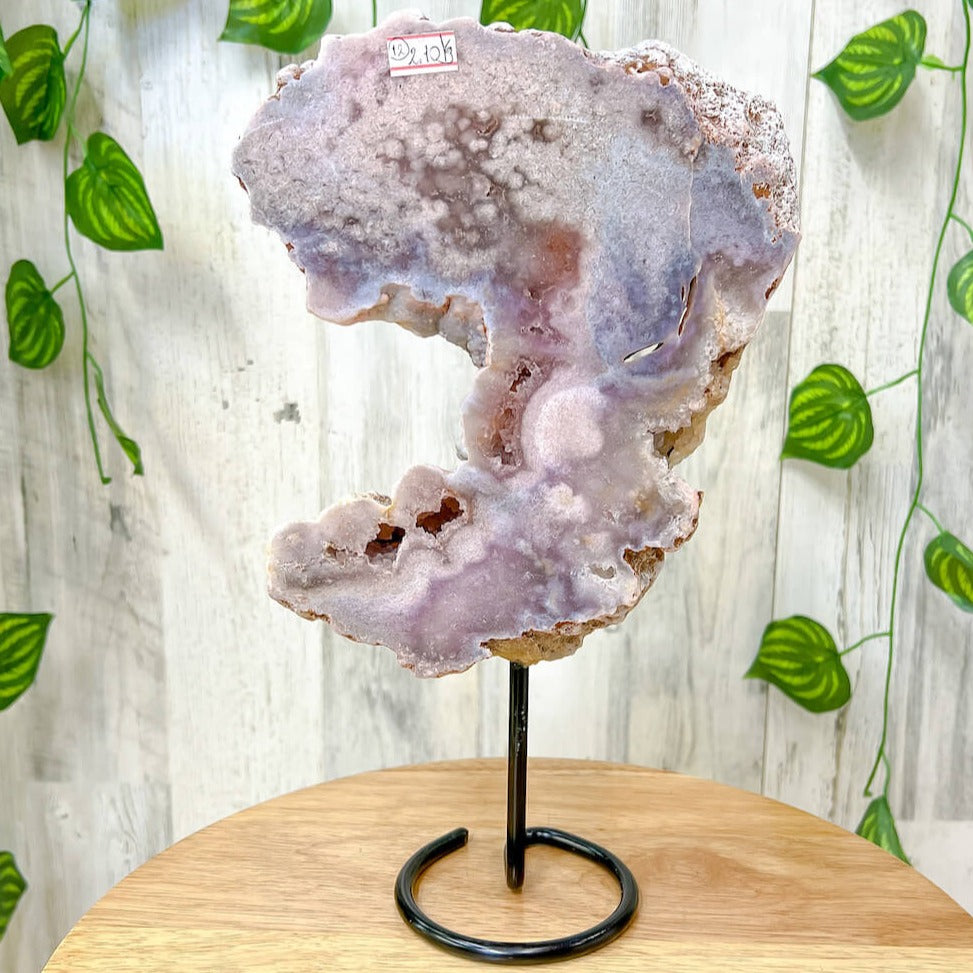 Buy Magic Crystals Pink Amethyst Polished Point, Pink Amethyst Slab with Druzy Pockets on a stand #J. Pink Amethyst Slab - Druzy Amethyst Stone on Stand, Point, Stone Point, Crystal Point, Amethyst Stones on stand at Magic Crystals. Natural Amethyst Gemstone for PROTECTION, PEACE, INSPIRATION. Magiccrystals.com