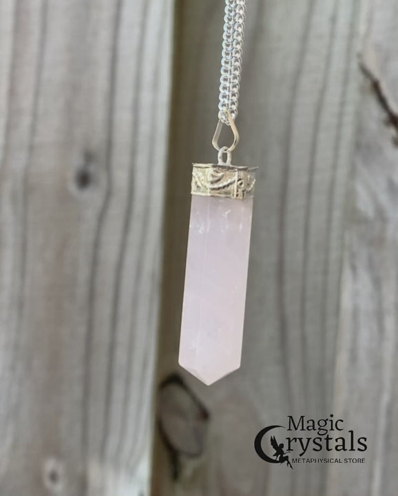 Rose-Quartz-Stone-Necklace. Looking for an genuine gemstone Necklace? Find a Amethyst, shungite, vesuvianite, clear quartz, amethyst Necklace and more when you shop at Magic Crystals. Natural Crystal Healing Pendant Necklace. Crystal Pendant and Necklace For Men & Women. Single Point Stone Necklace and other necklace in magic crystals.com 