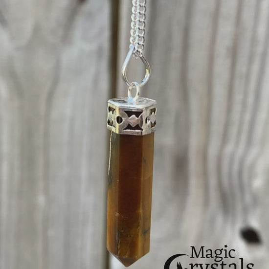 Yellow-Tiger-Eye-Stone-Necklace. Looking for an genuine gemstone Necklace? Find a Amethyst, shungite, vesuvianite, clear quartz, amethyst Necklace and more when you shop at Magic Crystals. Natural Crystal Healing Pendant Necklace. Crystal Pendant and Necklace For Men & Women. Single Point Stone Necklace and other necklace in magic crystals.com