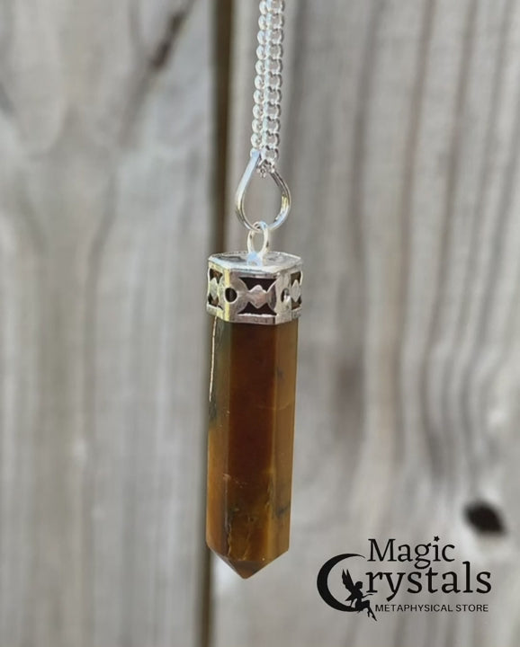 Yellow-Tiger-Eye-Stone-Necklace. Looking for an genuine gemstone Necklace? Find a Amethyst, shungite, vesuvianite, clear quartz, amethyst Necklace and more when you shop at Magic Crystals. Natural Crystal Healing Pendant Necklace. Crystal Pendant and Necklace For Men & Women. Single Point Stone Necklace and other necklace in magic crystals.com