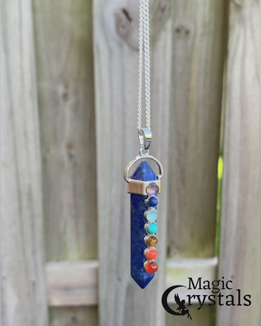    Lapis-Lazuli-Double-Point-Chakra-Necklace - Magic Crystals