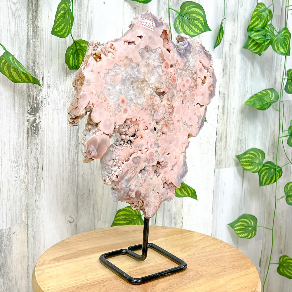 Buy Magic Crystals Pink Amethyst Polished Point, Pink Amethyst Slab with Druzy Pockets on a stand #K. Pink Amethyst Slab - Druzy Amethyst Stone on Stand, Point, Stone Point, Crystal Point, Amethyst Stones on stand at Magic Crystals. Natural Amethyst Gemstone for PROTECTION, PEACE, INSPIRATION. Magiccrystals.com