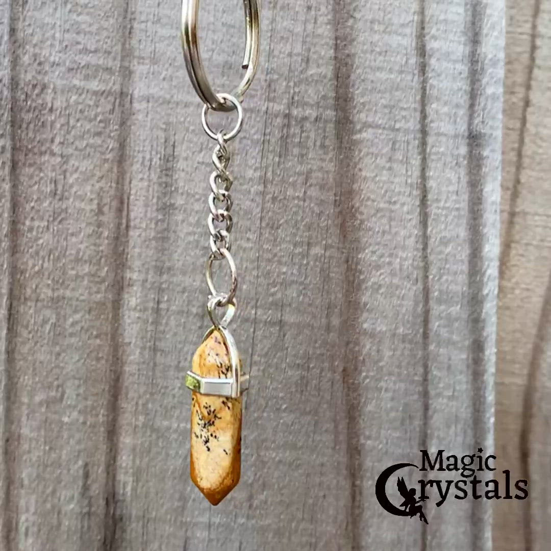 Picture Jasper Double Point Keychain- Jasper Keychain - Magic Crystals