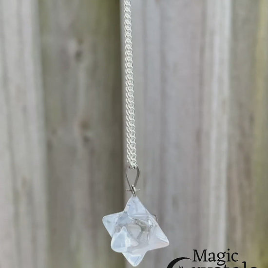 Clear Crystal Quartz Stone Merkaba Necklace & Pendant - Magic Crystals
