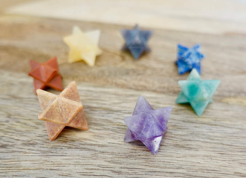 7-Chakra-Bundle-Stone-Merkaba - Magic Crystals. Merkaba Set 7 Chakra Stars Set Combo, Natural Stars Beautiful Merkabas Handcraft.