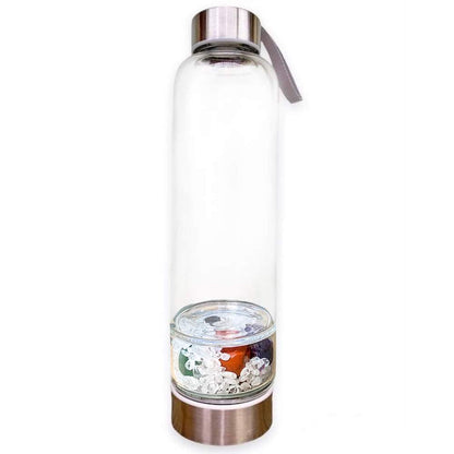 7-chakra-Gemstone. Looking for Authentic Tumbled Crystal Water Bottle | Glass and Stainless Steel Water Bottle? Shop at Magic Crystals for Crystal Bottle, Stone Infused, Elixir, Stainless Steel and Environmentally Friendly bottle. 400 - 500 ml Tumbled Gemstone Unique Mineral Collection Gift. Gem Elixir Water Bottle.