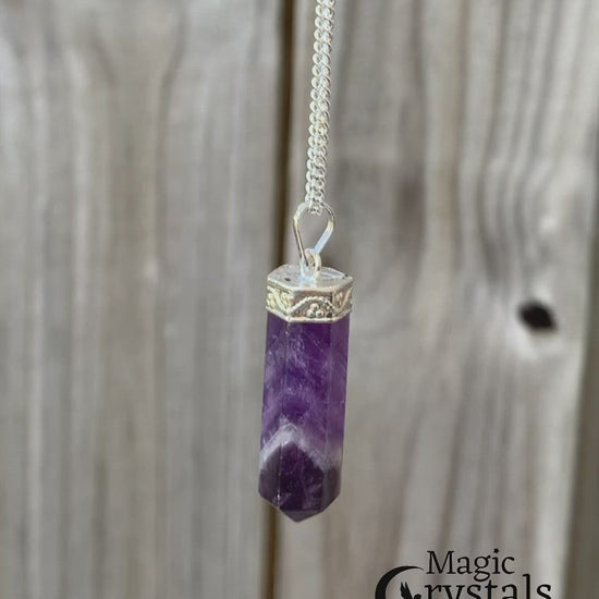 Amethyst Single Point Crystal Necklace