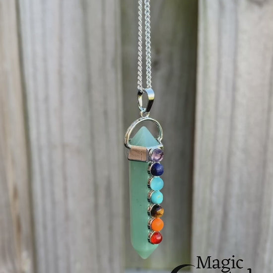    Green-Aventurine-Double-Point-Chakra-Necklace - Magic Crystals
