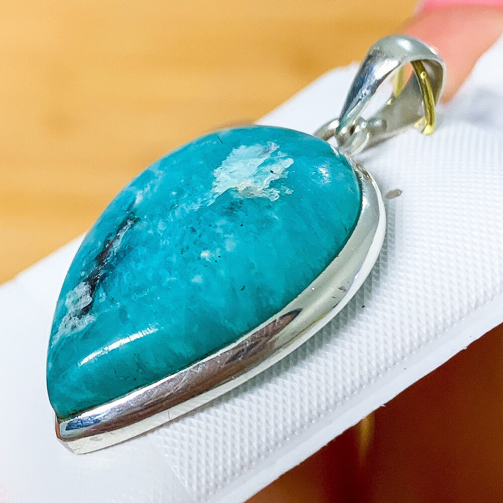Looking for a Genuine Amazonite Necklace - E? Find Natural Amazonite Sterling Pendant Necklace, Amazonite Jewelry when you shop at Magic Crystals. Natural Amazonite Crystal Healing Pendant Necklace.Called the Stone of Courage, the Stone of Truth. Amazonite Pendant in Silver - Amazonite crystal point pendant