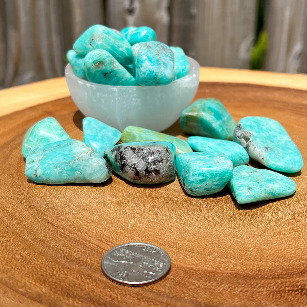 Buy Amazonite Tumbled Stones | Amazonite Polished Gemstones | Bulk Crystals at Magic Crystals. Amazonite is a soothing stone. FREE SHIPPING Zodiac Stones Pouch, Star Sign tumbled stones, Zodiac Crystal Gift, Constellation Gift, Gift for Friends, Gift for sister, Gift for Crystals Lovers at Magic Crystals.